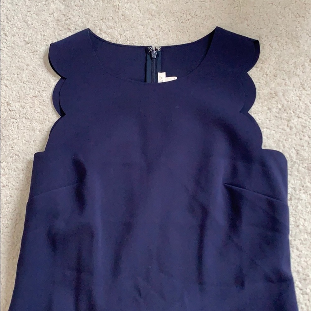 J Crew Factory Navy Scallop Dress Sz 4